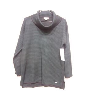 Calvin Klein 4MM/Mallard Green/Black Multi Plaid Turtleneck Size L NWT